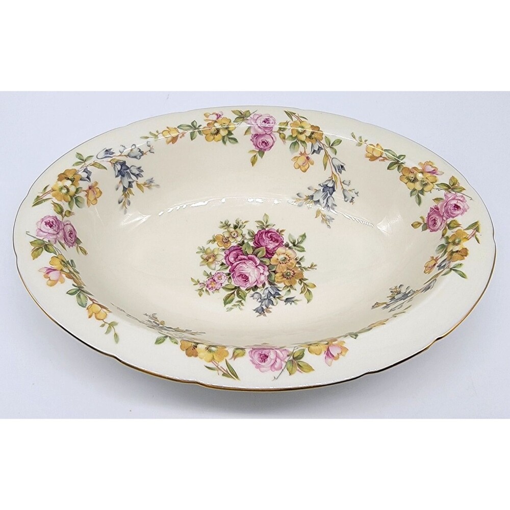CCC Imperial Bohemian Porcelain China Oval Serving Bowl Germany Gold Trim Vtg.